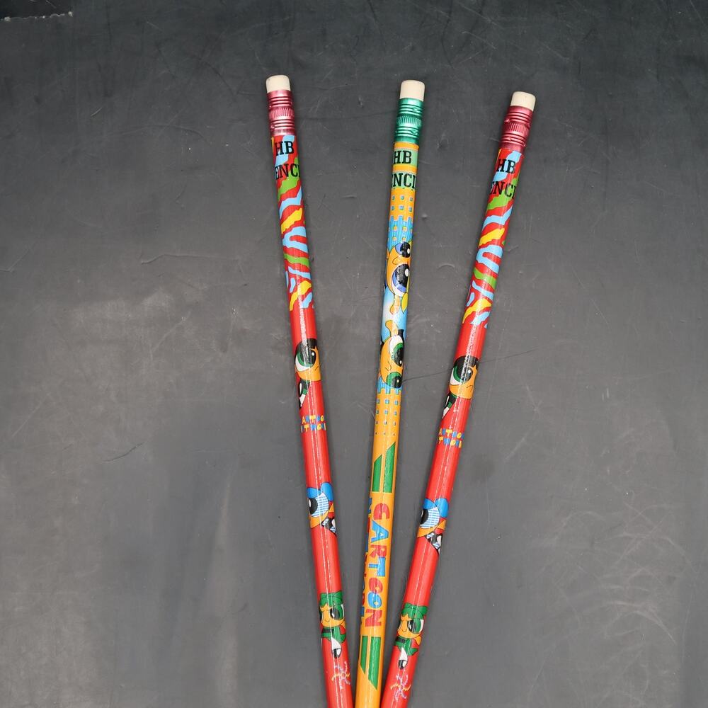 Cartoon Network PowerPuff Girls Pencils Set of 3 Vintage School Supply 1990s